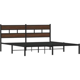 vidaXL Bed Frame without Mattress with Headboard Brown Oak 183x213 cm Vidaxl