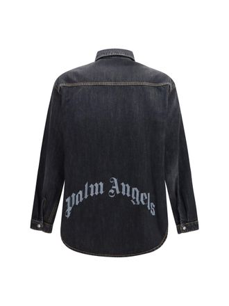 Palm Angels Back Logo Denim Shirt - Black