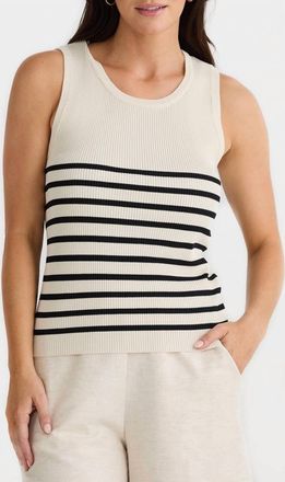 Brave & True Amba Tank Top In Black/ecru Stripe