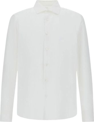 Herno Overhemden, Heren, Wit, 2Xl, Linnen, Klassiek Kraag Shirt met Lange Mouwen