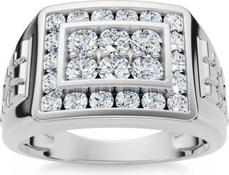 Pompeii3 1 Ct Mens Diamond Cluster Nugget Detail Ring in 10k White Gold