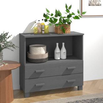 Berkfield Home Sideboard HAMAR Dark Grey 85x35x80 cm Solid Wood Pine | Size: 85 x 35 x 80 cm