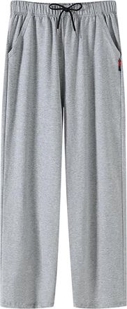 Generic Lounge Pants Mens Summer Lightweight Loose-Fit Sleep Pants Breathable Homewear Elastic Waistband Airy Long-Length Nightwear Trousers with Pocket