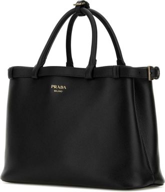 Prada Womens Black Leather Medium Prada Buckle Handbag Nero Borse A Mano Bag