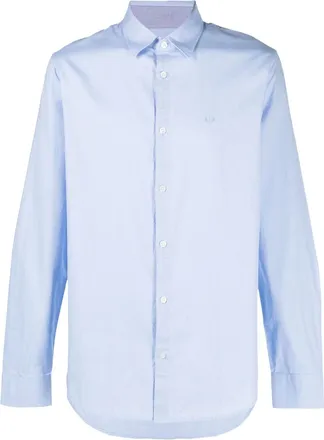 A|X Armani Exchange logo-embroidered long-sleeve cotton shirt - men - Cotton - L - Blue