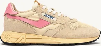 Autry REELWIND LOW SNEAKERS IN ECRU AND GERANIUM PINK NYLON AND SUEDE