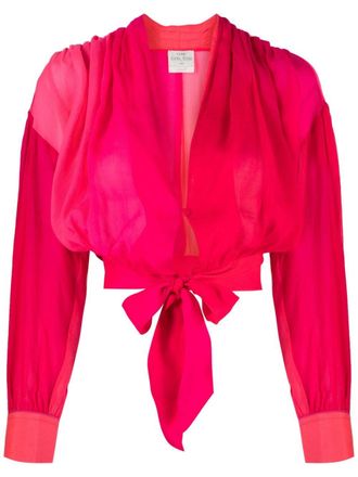 Forte_Forte Blouse met striksluiting - Roze