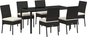 vidaXL Garden Dining Set 7 pcs Black Poly rattan Vidaxl