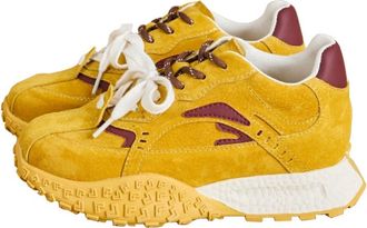 Generic Women Leather Double lace Shoes are Casual Versatile Thick Soled Breathable Non Slip Comfortable Sports Shoes (Yellow,5.5)