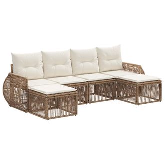 vidaXL Conjunto De Sof&aacute;s De Jard&iacute;n 6 Pcs Beige Y Blanco Crema Vidaxl