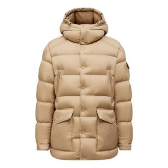 Moncler Winter Jackets, male, Beige, Size: M Bretagne Hooded Short Down Jacket
