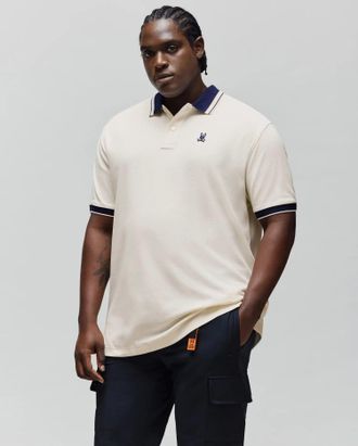 Psycho Bunny Mens Big And Tall Indigo Textured Collar Pique Polo 250 PRISTINE / 1XLT