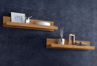 HOME AFFAIRE Wandregal »Logo,teilmassiv, Breite: je 90 cm« Set, 2 Stk. tlg. Ablageflächen Massivholz,in 4 Schritten montierbar