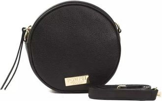 Pompei Donatella Zwarte leren dames crossbody tas - Dames - Schoudertassen - Zwart - ONE Size - Leer - Tassen