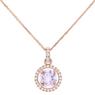 Diamant L'éternel Womens 9ct Rose Gold Pendants With 0.1ct Diamond & Amethyst - One Size
