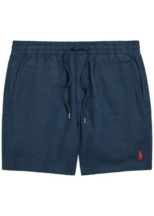 Polo Ralph Lauren Logo-embroidered Linen Shorts - Navy - XL