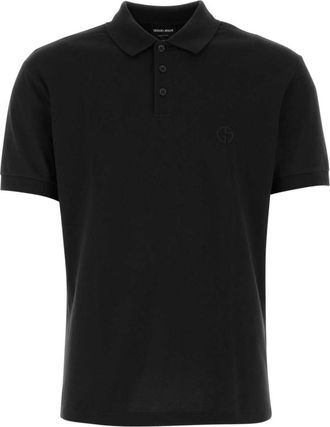 Giorgio Armani Black stretch piquet polo shirt