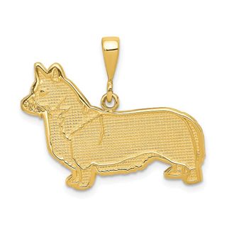 Diamond2Deal 14k Yellow Gold Textured Welsh Corgi Dog Pendant