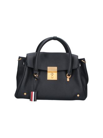 Thom Browne Black Bolton Structured Calf Leather Handbag