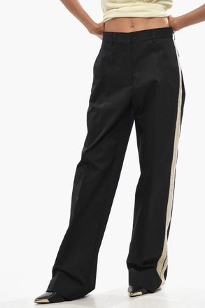 Palm Angels Pantaloni in Misto Cotone a Gamba Dritta con Banda a Contrasto Palm Angels