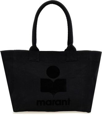 Isabel Marant Black Yenky Zipped Cotton Logo Tote Bag