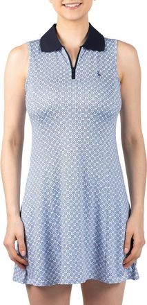 Tailorbyrd Geometric Print Performance Polo Dress in Seafoam at Nordstrom Rack, Size Medium