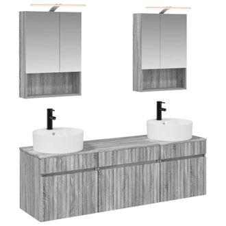 vidaXL Juego De Muebles De Ba&ntilde;o 5 Pcs Sonoma Gris 50 X 14,5 X 70 Cm Vidaxl
