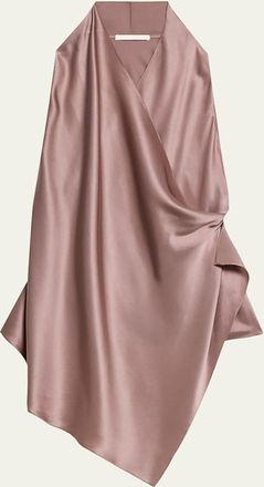 Helmut Lang Draped Silk Cowl-Neck Top
