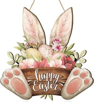 OEM 2 Letreros De Bienvenida De Conejito De Pascua - Decoraci&oacute;n De Madera Para La Puerta Principal