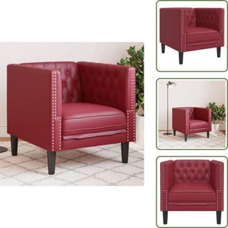 vidaXL Poltrona rossa - vidaXL Poltrona Chesterfield Rosso Vino in Similpelle - Poltrona in legno
