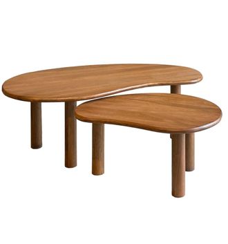 Moloo Set de 2 mesas bajas de madera maciza