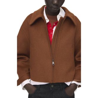 Mango Zip Front Jacket in Medium Brown at Nordstrom, Size Xx-Small