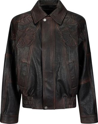 Golden Goose Appliqued Leather Jacket