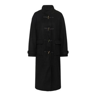 Kaffe Single-Breasted Coat - Dames - Mantels - Zwart - Maat: L Leer