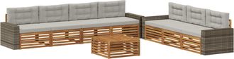 vidaXL Conjunto De Sof&aacute;s De Exterior 8 Uds. Natural Y Gris Claro Vidaxl