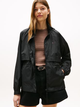 Tommy Hilfiger Windbreaker TOMMY HILFIGER UL NYLON PACKABLE WINDBREAKER, Damen, Gr. XXL (44), schwarz, Web, Obermaterial: 100% Polyamid, unifarben, regular fit, hoch