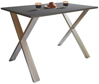 ebuy24 Mesa De Comedor De Madera Vcm Premium Al. 76 X An. 140 X P. 50 Cm Mesa De Comedor De Cocina Mesa Xona X Blanco (plata / Antracita)