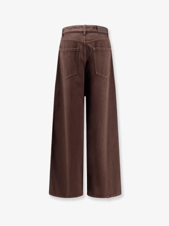 Brunello Cucinelli Womens Jeans Relaxed Boyfriend Brown Soft Barrel Leg Cotton Trousers