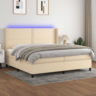 vidaXL Vidaxl - Cama Box Spring Colch&oacute;n Y Luces Led Tela Crema 200x200 Cm