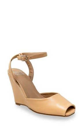 Chase + Chloe by Intouch Footwear Peep Toe Wedge Sandal in Beige Pu at Nordstrom Rack, Size 10