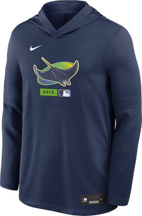 Nike Tampa Bay Rays Authentic Collection Nike Mens Dri-FIT MLB Long-Sleeve Hooded Top in Blue | 03B944BTPA-FUM