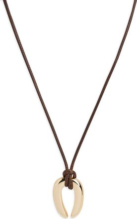 Argento Vivo Serena Upside Down Horseshoe Pendant Cord Necklace in Gold/Brown at Nordstrom