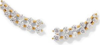 Nadri Cassi Double Row Cubic Zirconia Stud Earrings in Gold at Nordstrom