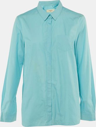 Max Mara Blue Cotton Button Front Shirt