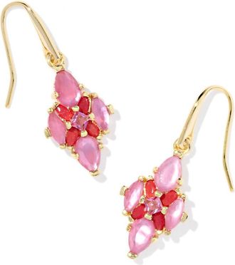 Kendra Scott Womens Abbie Crystal Drop Earrings In Gold Pink Mix