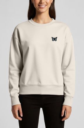 Dalix Butterfly Relaxed Fleece Crewneck Sweatshirt in Ecru at Nordstrom, Size Xx-Large