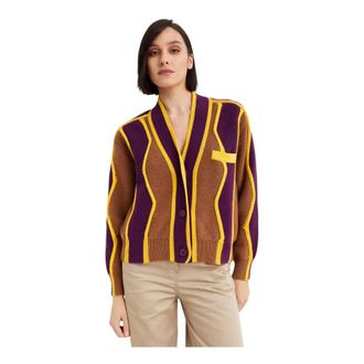 Kenzo Cardigans, female, Multicolor, Size: S Wool Cardigan With Logo