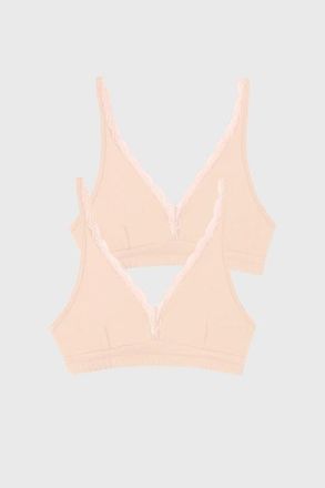 Stripe and Stare Lace Plunge Two Pack in Sand at Nordstrom, Size X-Small Uk