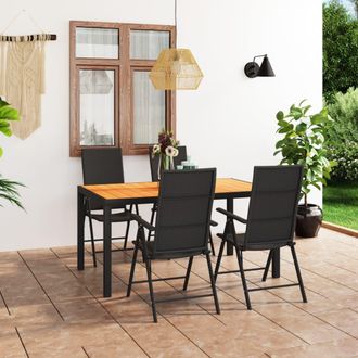 vidaXL Juego De Comedor De Jard&iacute;n 5 Piezas Negro Y Marr&oacute;n Vidaxl