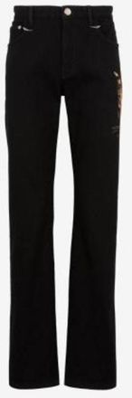 Roberto Cavalli Embroidered Flared Cotton Denim Jeans, Waist Size 33